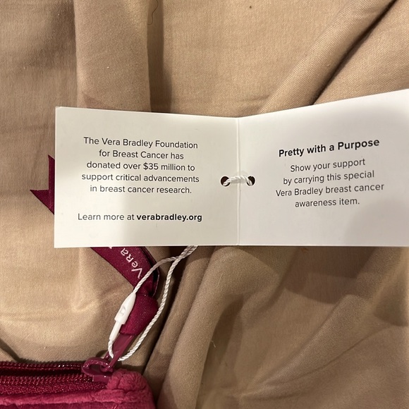 Vera Bradley Breast Cancer Awareness velour zippered compact organizer mauve - Picture 6 of 9